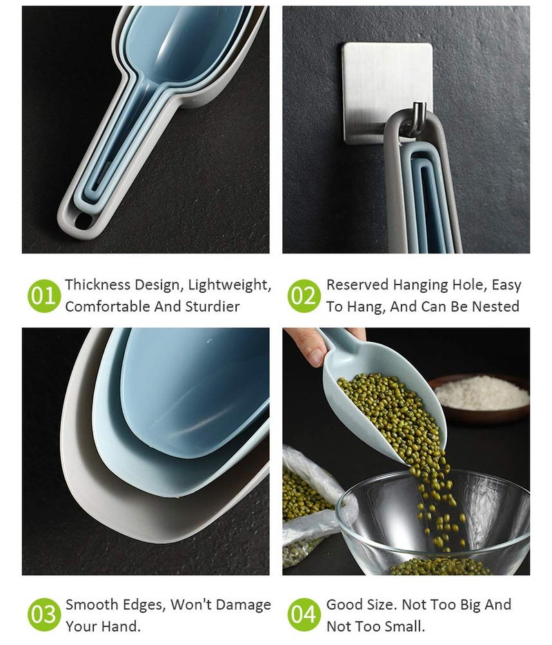 Baker Boutique Ice Scoop Set of 3, Multi-purpose Plastic Kitchen Scoops Bar Scooper for Canisters, Flour, Powders, Dry Foods, Candy, Pop Corn, Coffee Beans and Pet Food - Image 3