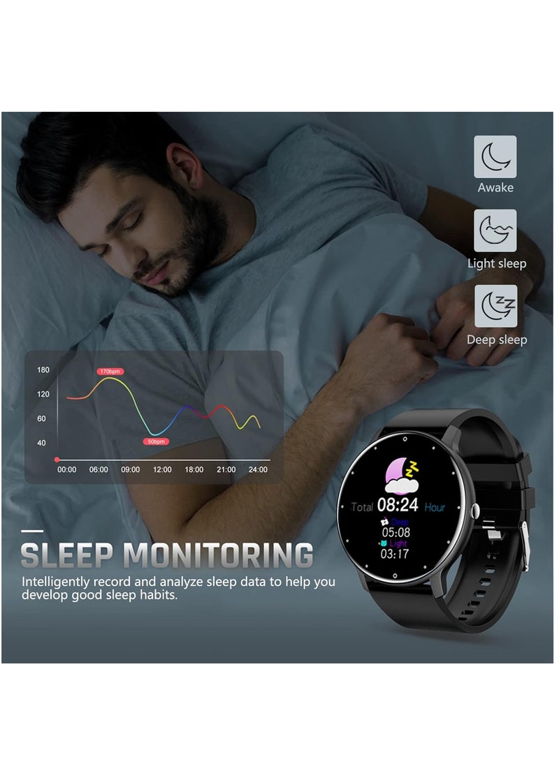 ساعة ZL02D الذكية ، 1.28 بوصة تلمس الشاشة تعقب مع تذكير الرسائل ، أوكسجين الدم ، ومراقبة معدل ضربات القلب ، وتحليل النوم ، وأساليب الرياضة لنظام Android iOS - Image 4