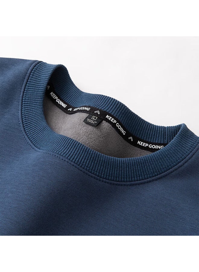 Geniolamode Men's Sweatshirt, Round Neck, Autumn And Winter, Trendy, Fashionable, Simple, Casual, Versatile, Heavyweight Top, Blue, 2xl - Image 2