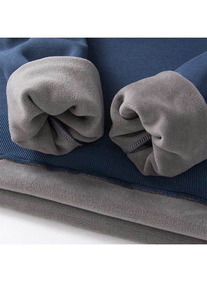 Geniolamode Men's Sweatshirt, Round Neck, Autumn And Winter, Trendy, Fashionable, Simple, Casual, Versatile, Heavyweight Top, Blue, 2xl - Image 3