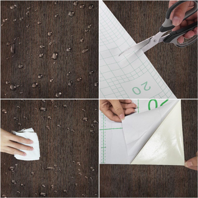 seonta Thick Dark Walnut Contact Paper Wood Peel and Stick Wallpaper 16""x198"" Waterproof Self Adhesive Dark Brown Wallpaper Table Sticker Cover Wood Vinyl Wrap for Countertop Desk Cabinets Upgrade - Image 2