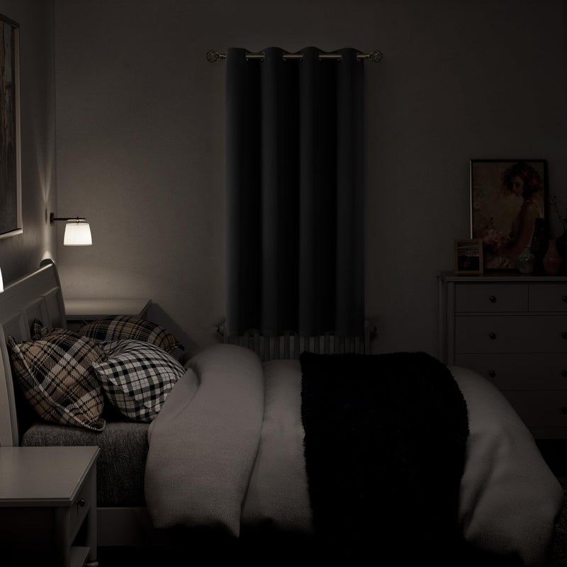 BGment Blackout Curtain 63 Inch Length for Bedroom  Sun Blocking Thermal Insulation Window Curtain Drape for Living Room  1 Panel  Dark Grey  52 Inch Wide - Image 2