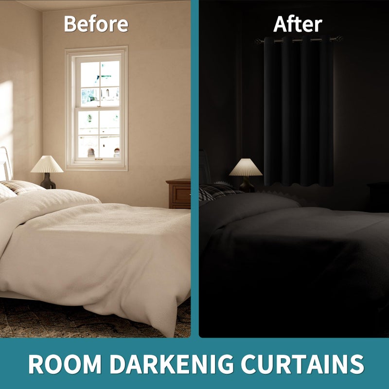 BGment Blackout Curtain 63 Inch Length for Bedroom  Sun Blocking Thermal Insulation Window Curtain Drape for Living Room  1 Panel  Dark Grey  52 Inch Wide - Image 3