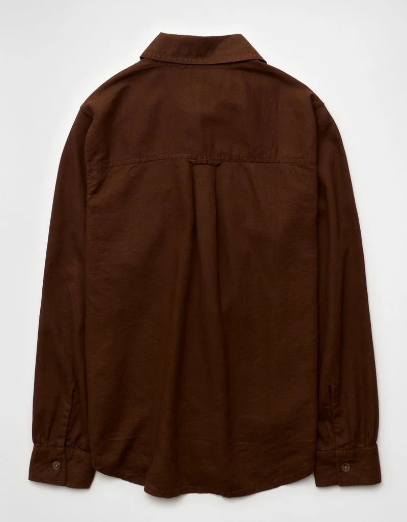 American Eagle  AE Linen-Blend Button-Up Shirt for Men | Best Price UAE