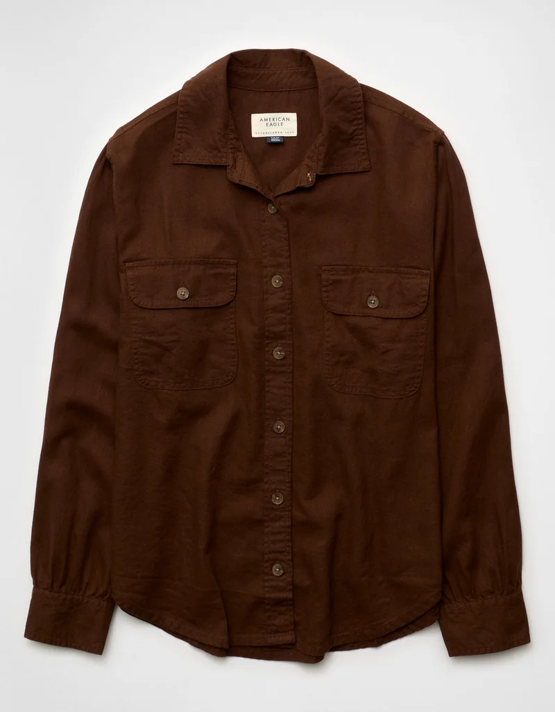 AE Linen-Blend Button-Up Shirt