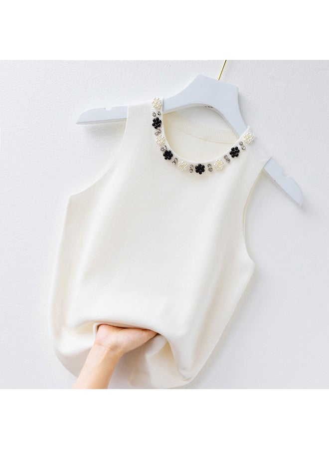 Modal Elegant Women'S Pearl Sleeveless Camisole, Knitted Series Top For Autumn - Image 2