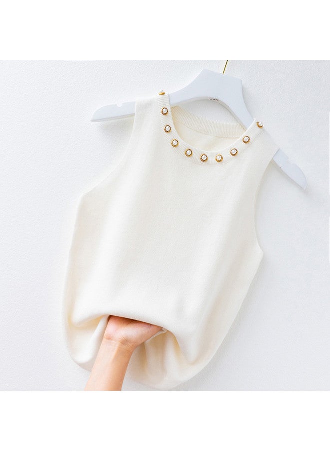 Modal Elegant Women'S Pearl Sleeveless Camisole, Knitted Series Top For Autumn - Image 3