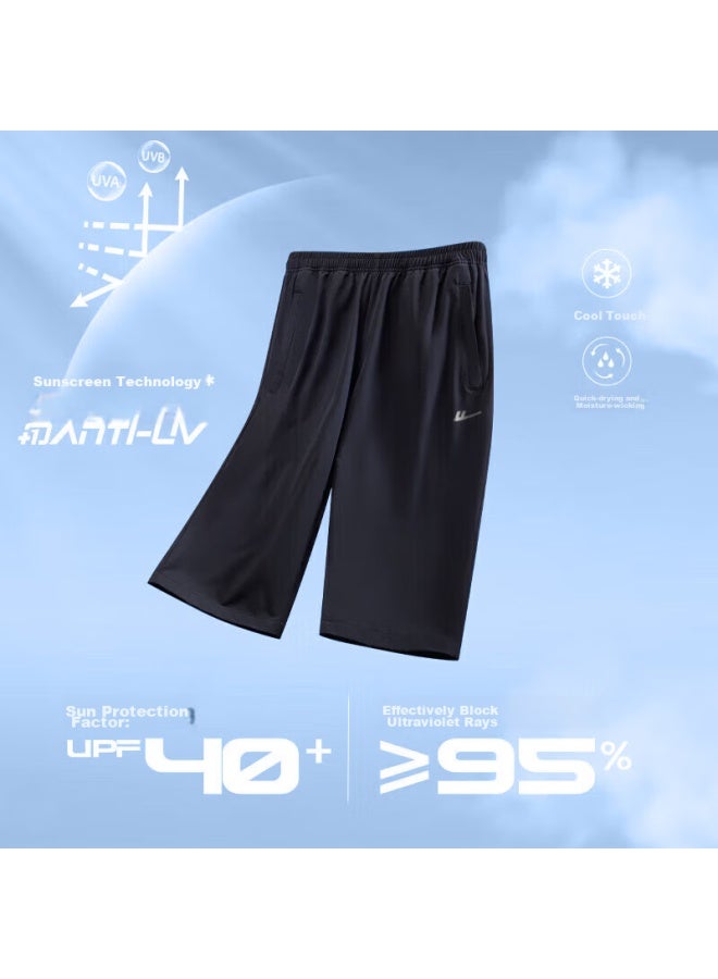 Warrior Sports Shorts For Men, Loose-fitting Breathable Ice Silk Casual Pants, Summer Quick-dry Straight-leg Running Fitness Capri Pants For Men - Image 3