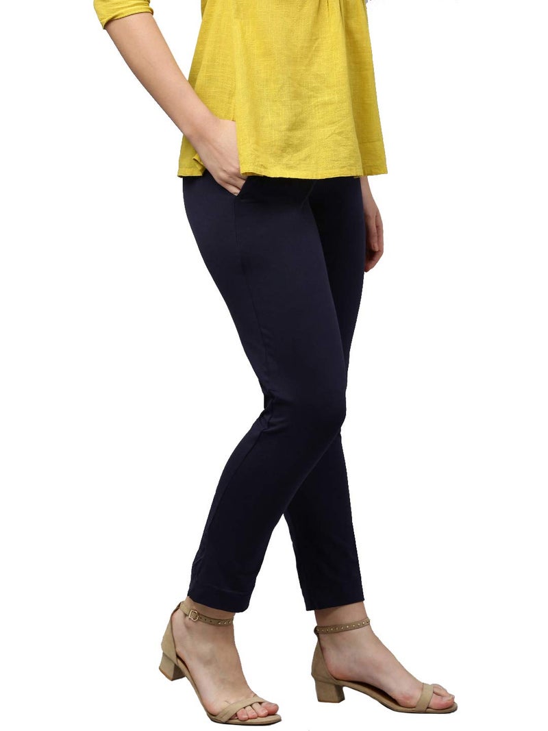 Lyra Women's Slim Fit Pants KURTIPANT_30_FS_1PC_Navy Blue_One Size_Navy Blue - Image 2