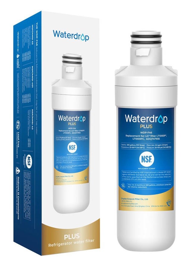 Waterdrop MDJ64844601 Refrigerator Water Filter, Replacement for LG LT1000P, LT1000PC, ADQ74793501, ADQ74793502, Kenmore 46-9980, 9980, LFXC24796S, LSFXC2496D, NSF 401&53&42 Certified - Image 1