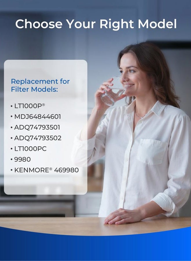 Waterdrop MDJ64844601 Refrigerator Water Filter, Replacement for LG LT1000P, LT1000PC, ADQ74793501, ADQ74793502, Kenmore 46-9980, 9980, LFXC24796S, LSFXC2496D, NSF 401&53&42 Certified - Image 2