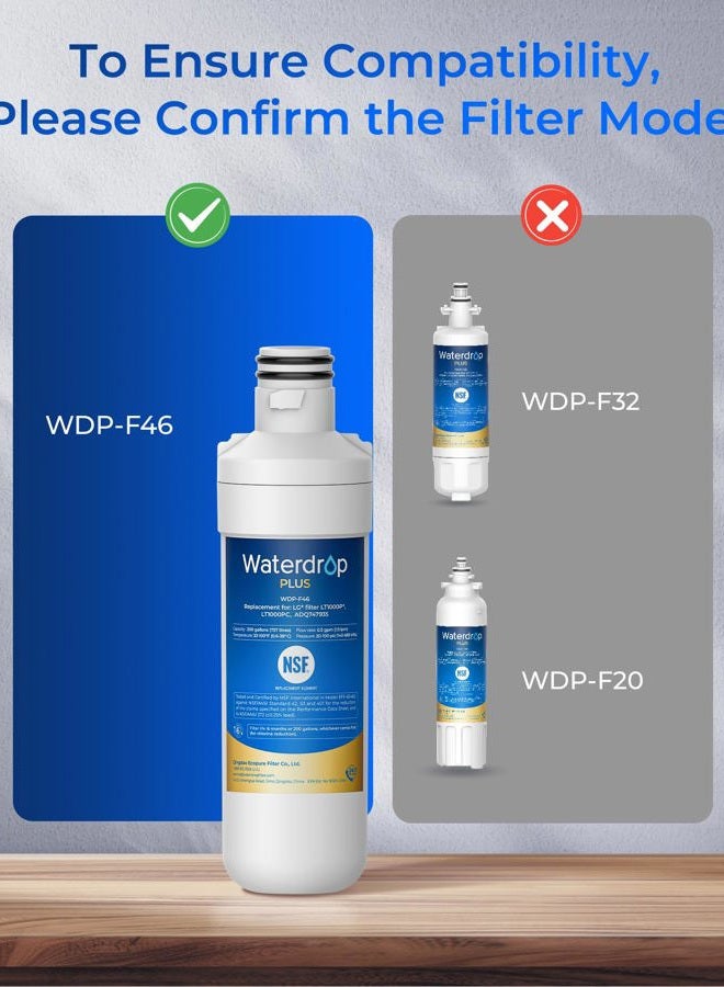 Waterdrop MDJ64844601 Refrigerator Water Filter, Replacement for LG LT1000P, LT1000PC, ADQ74793501, ADQ74793502, Kenmore 46-9980, 9980, LFXC24796S, LSFXC2496D, NSF 401&53&42 Certified - Image 3