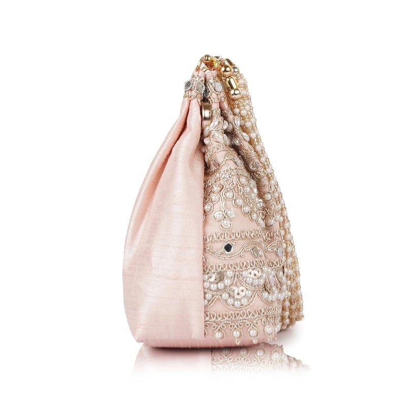 PLANX Velvet Stylish Embroidery Unique Design Traditional Wedding Party Handheld Potli Bag For Women - Image 4
