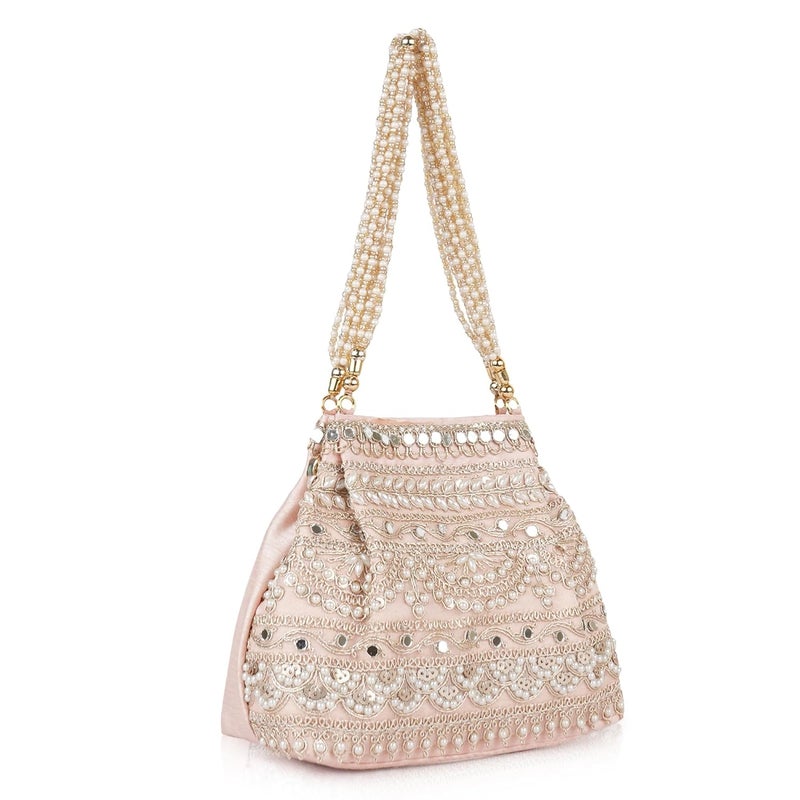 PLANX Velvet Stylish Embroidery Unique Design Traditional Wedding Party Handheld Potli Bag For Women - Image 1