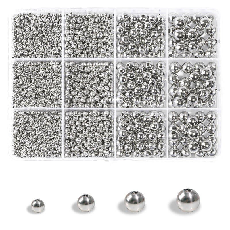 TLAOKLIU 1800Pcs Silver Spacer Beads 3468mm Silver Beads Kits for Bracelet Jewelry Making - Image 3