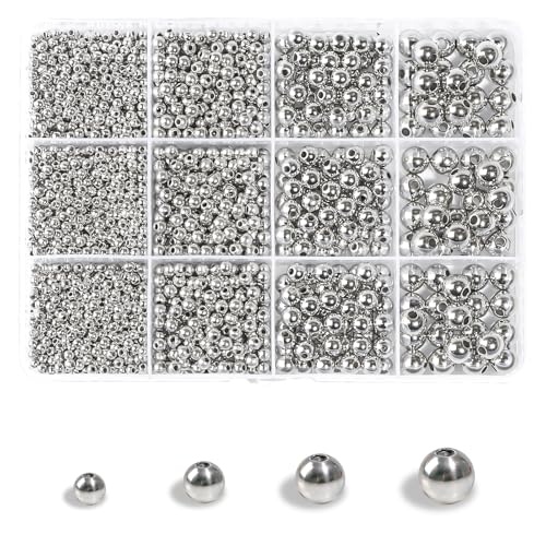 TLAOKLIU 1800Pcs Silver Spacer Beads 3468mm Silver Beads Kits for Bracelet Jewelry Making - Image 1