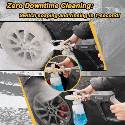 Raincovo Foam Cannon with Short Pressure Washer Gun, Dual Connector Accessories, Snow Soap Attachment for Car Wash, 5 Nozzles Tips with Holder, 1/4” Quick Connect, Additional 1.1 mm Orifice Nozzle - Image 3