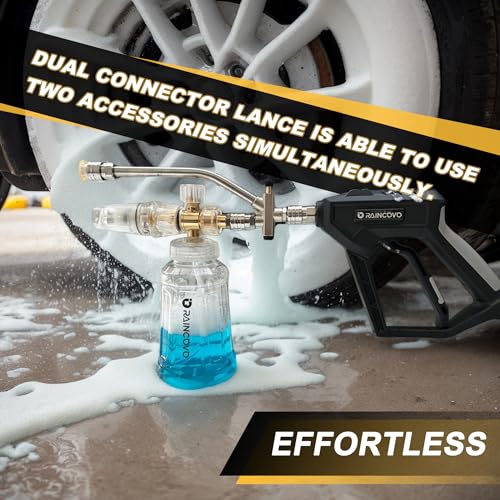 Raincovo Foam Cannon with Short Pressure Washer Gun, Dual Connector Accessories, Snow Soap Attachment for Car Wash, 5 Nozzles Tips with Holder, 1/4” Quick Connect, Additional 1.1 mm Orifice Nozzle - Image 2
