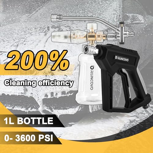 Raincovo Foam Cannon with Short Pressure Washer Gun, Dual Connector Accessories, Snow Soap Attachment for Car Wash, 5 Nozzles Tips with Holder, 1/4” Quick Connect, Additional 1.1 mm Orifice Nozzle - Image 4