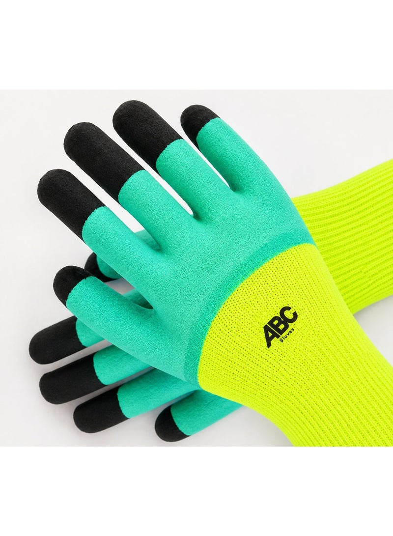 ABC Heavy Duty Work Safety Gloves , Anti Slip Grip, Durable Fabric with Coated Fingertips, Protective Gloves for Construction, Maintenance, Gardening & Industrial Use - Image 2