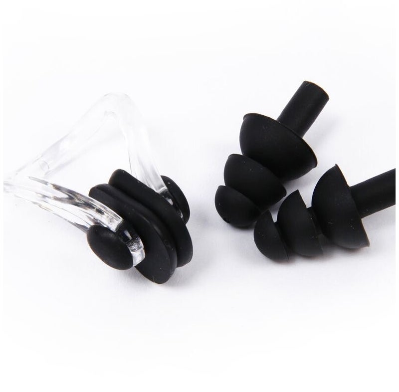JAYATO Boxed silicone swimming earplugs with nose pads - swimming protection for ears and nose to prevent water ingress. Suitable for adults and children. Black color. - Image 2