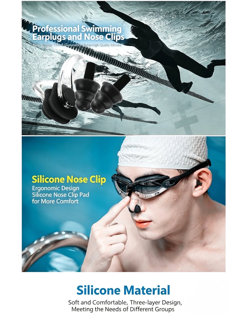 JAYATO Boxed silicone swimming earplugs with nose pads - swimming protection for ears and nose to prevent water ingress. Suitable for adults and children. Black color. - Image 4