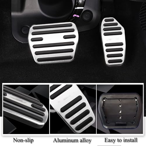 XITER with Rogue Logo 2 PiecesSet No Drilling Aluminium Alloy Gas Accelerator Pedal Covers Non Slip Brake Foot Pedal Pads for Nissan 20142026 Rogue20172022 Rogue Sport AccessoriesSilver - Image 3