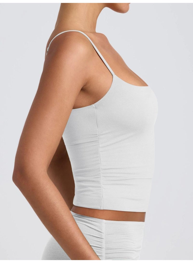 Women's Basic Double Lined Scoop Neck Tank Tops Adjustable Cami Tank Summer Sleeveless Tops, Large - Image 4