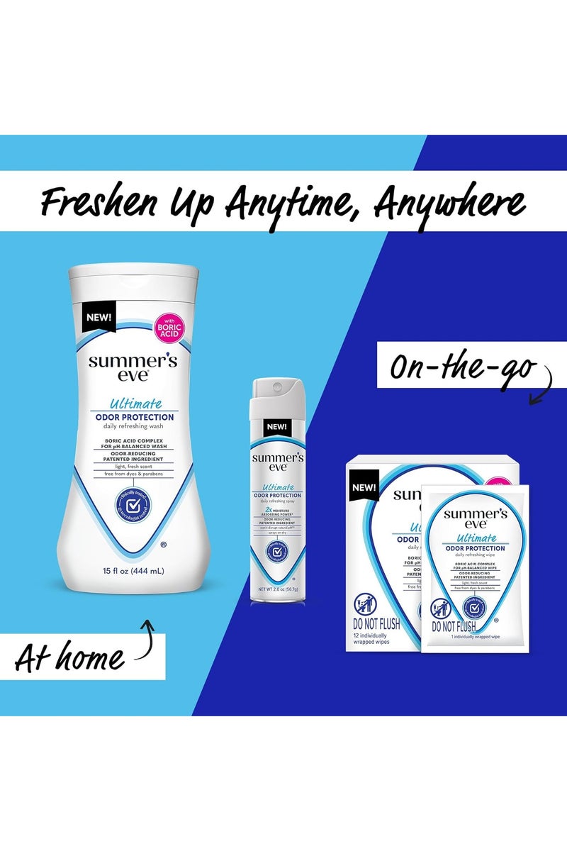 Summer's Eve Ultimate Odor Control, Daily Feminine Wipes with Boric Acid, Removes Odor, On-the-go Body Wipes with pH Balance, 12 ct - Image 5