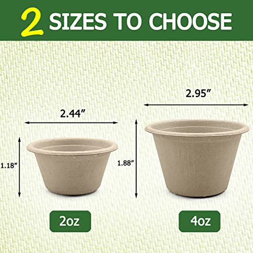 CAMKYDE 4 oz Disposable Bagasse Fiber Souffle Cups 100pk 100 Natural Biodegradable Compostable Condiment cups Sample Cup Tasting Cup Natural Pack of 100 - Image 3