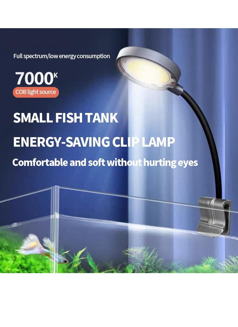SYOSI - Mini Aquarium Light Clip 3W Portable Watterproof Fish Tank Light Clip USB No Stroboscopic Eye protection Clamp Light 360° Rotation Lighting for Small Fish Tank Saltwater Aquariums Planted Tank - Image 1