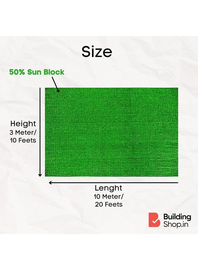 Buildingshop Buildingshop.in Green Net for Garden - 50% (10 X 20 Ft) Raw Product Factory Outlet Non-Stitched Sun Shade for Balcony, Green Parda, Garden Accessories, Car Parking Shed for Sun & Water Block. - Image 2
