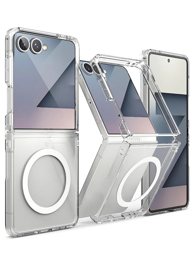 Ringke Fusion Magnetic For Samsung Galaxy Z Flip 7 Case [For MagSafe] Slim Transparent Protective Cover with Shockproof Bumper -Clear clear