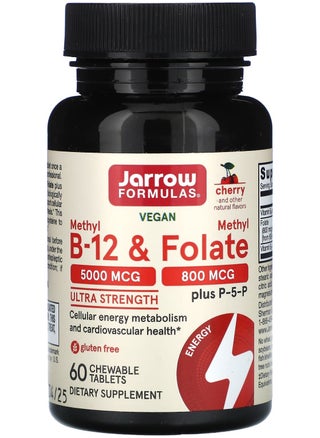 Vegan Methyl B-12 & Methyl Folate, Ultra Strength, Cherry, 60 Chewable Tablets - pzsku/Z7D42BE8A57747BE35BDFZ/45/_/1721040204/c0b59ce7-ecfa-4a76-88bb-20e327b852c3