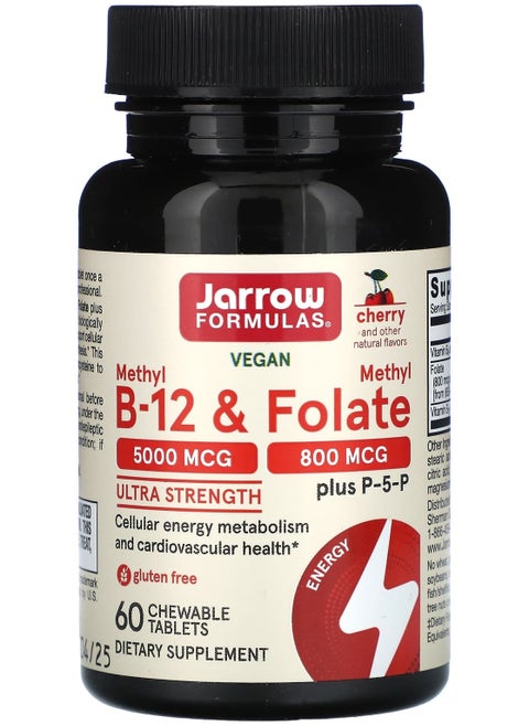Vegan Methyl B-12 & Methyl Folate, Ultra Strength, Cherry, 60 Chewable Tablets