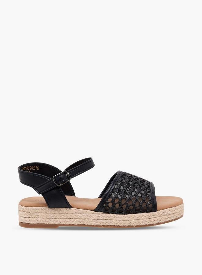 Peppermint Girls Mesh Detail Buckle Closure Espadrille Sandals - Image 1