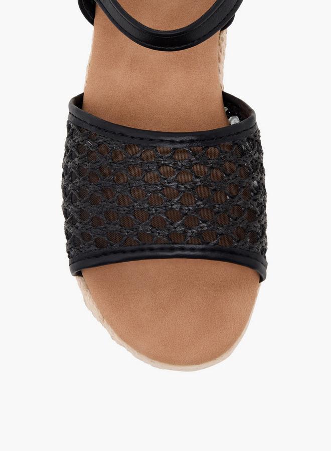 Peppermint Girls Mesh Detail Buckle Closure Espadrille Sandals - Image 3