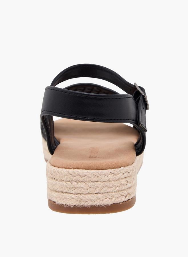 Peppermint Girls Mesh Detail Buckle Closure Espadrille Sandals - Image 4