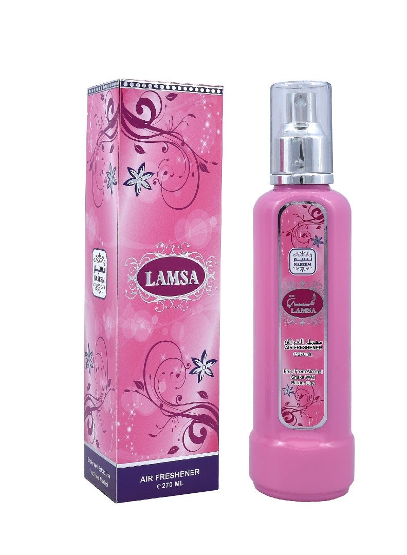 Lamsa Air Freshener Spray – 270ml | Long-Lasting Arabic Room Spray with Soft Floral & Woody Notes | Alcohol-Free Air Mist for Home, Office, Car & Fabrics