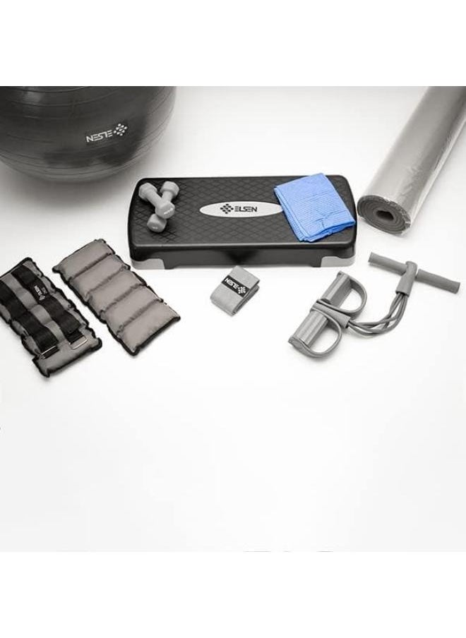 Generic - Elsin Complete Home Gym Box  8 Fitness Tools + Workout App and Nutrition Schedules Comprehensive Exercise Equipment to Strengthen Muscles and Burn Fat Perfect for Home Workouts for Men and Women - Image 1