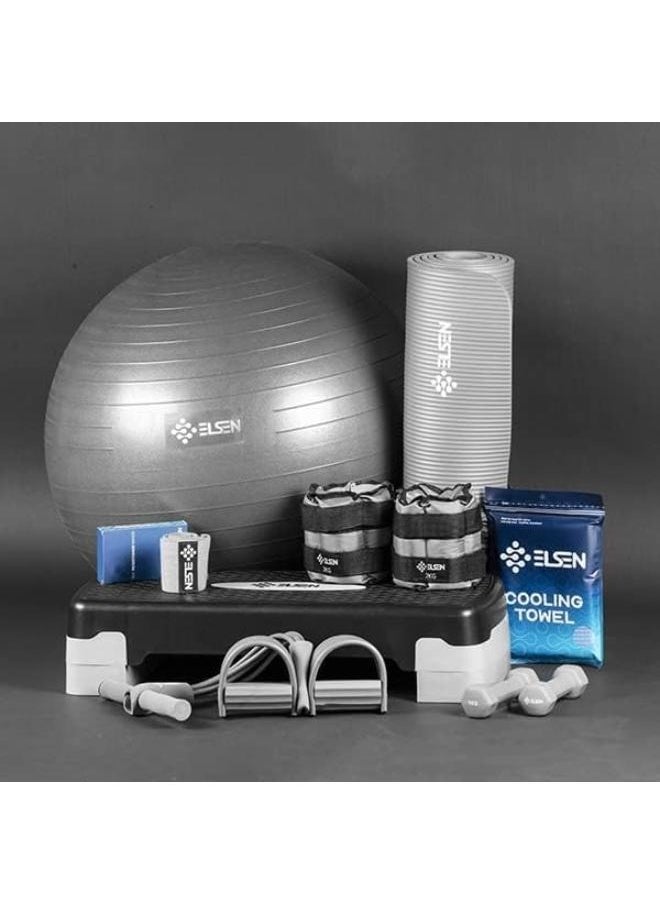 Generic - Elsin Complete Home Gym Box  8 Fitness Tools + Workout App and Nutrition Schedules Comprehensive Exercise Equipment to Strengthen Muscles and Burn Fat Perfect for Home Workouts for Men and Women - Image 1