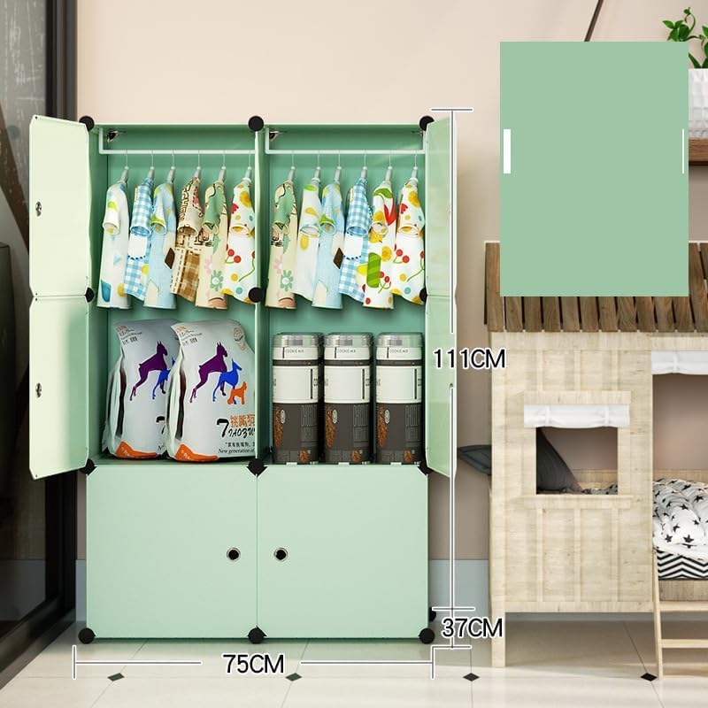 Ticoh 8 Door Plastic Wardrobe for Kids - Cupboard for Clothes Storage Rack, Almirah for Clothes, Baby Collapsible Wardrobe, Multi-Purpose Kids Storage Organizer for Books,Toy,Living Room - Image 3
