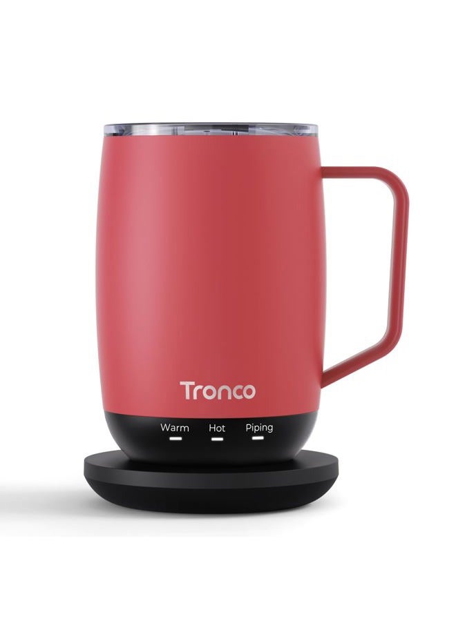 tronco Temperature Control Heated Coffee Mug – Rechargeable Self-Heating Coffee Cup with Lid, 14 oz (Dusty Rose) - Image 1