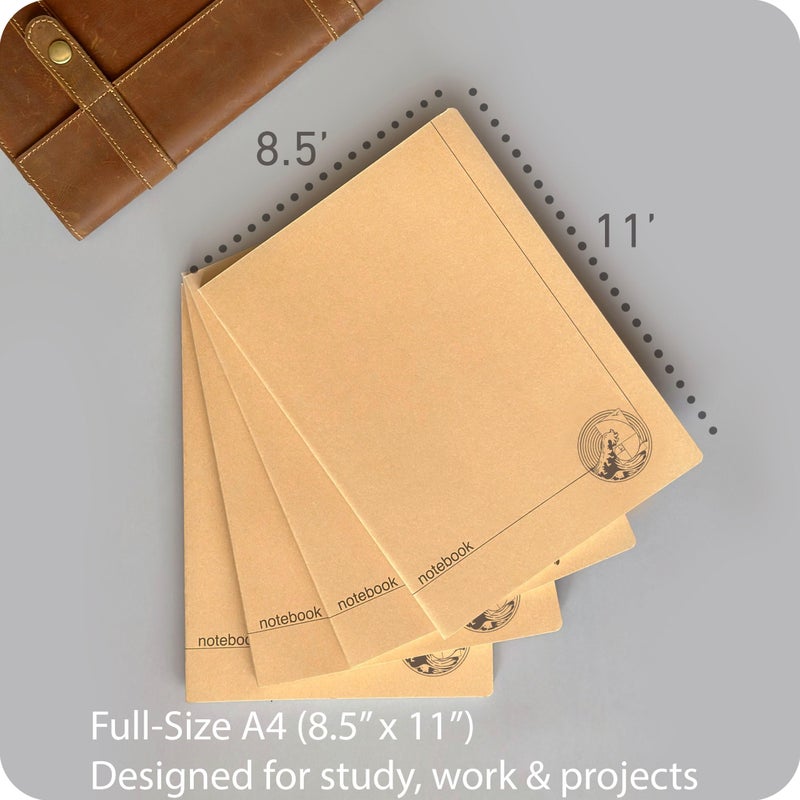 le vent A4 Lined Notebook Set â€“ 4 Pack Rulled Paper Journals, 100 Pages, 100gsm, Lay Flat, Eco-Friendly, 8.5x11 Hardcover Look for School, Office & Students - Image 3