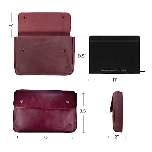 Hide & Drink, Vintage Folder Document Holder, File Case, A5 Binder, Envelope Portfolio, Full Grain Leather, Handmade, Sangria - Image 5