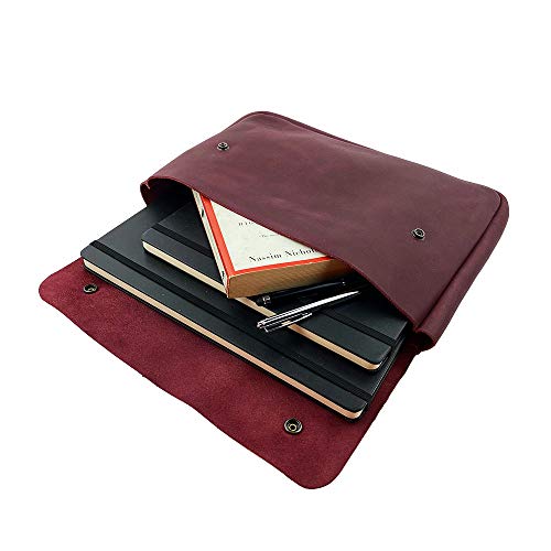 Hide & Drink, Vintage Folder Document Holder, File Case, A5 Binder, Envelope Portfolio, Full Grain Leather, Handmade, Sangria - Image 2
