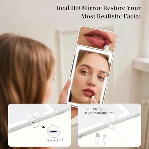 Eliane LED Vanity Mirror for Car Visor – 3-Color Makeup Mirror with Dimmable Brightness & HD Glass – Touch Button, Universal Fit Car Sun Visor Mirror with Built-In LED Lights - Image 3