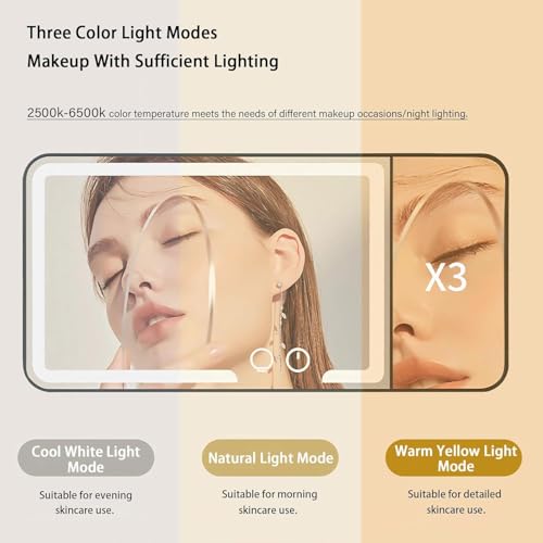 Eliane LED Vanity Mirror for Car Visor – 3-Color Makeup Mirror with Dimmable Brightness & HD Glass – Touch Button, Universal Fit Car Sun Visor Mirror with Built-In LED Lights - Image 4
