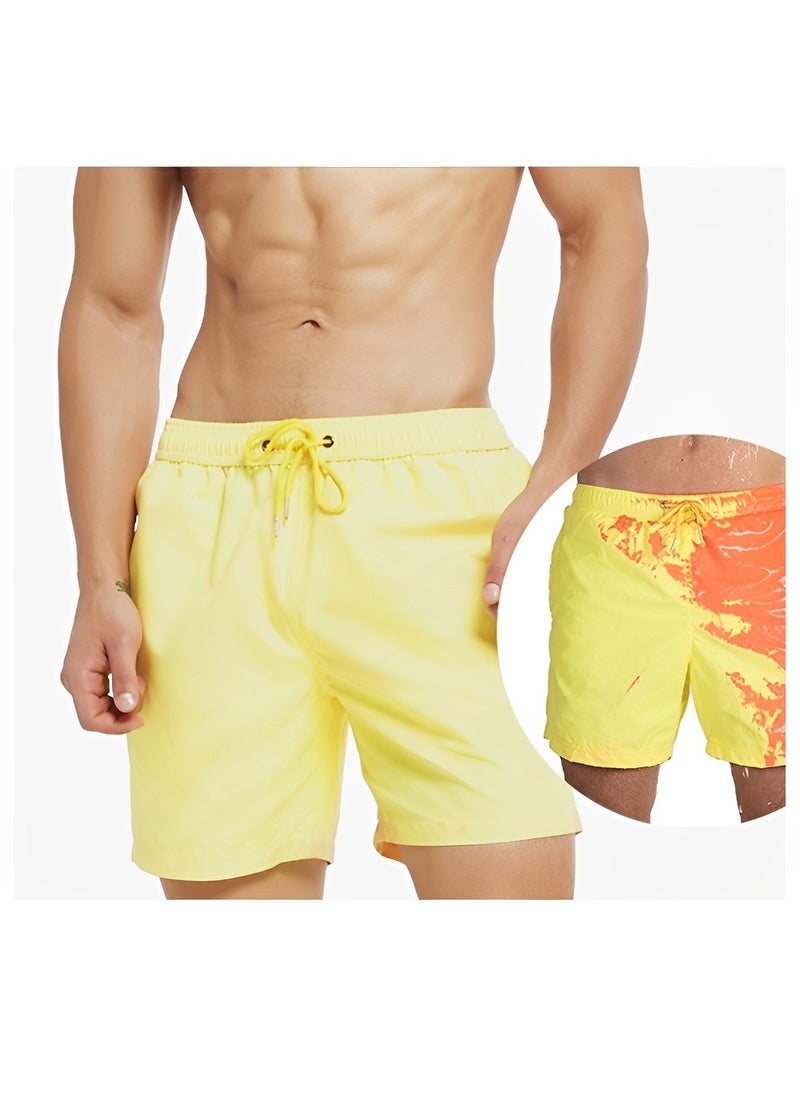 REOCLE Men's Swim Trunks Quick Dry Beach Shorts Temperature Color Changing Swim Trunks Lightweight Breathable Swimming Trunks  - Image 3