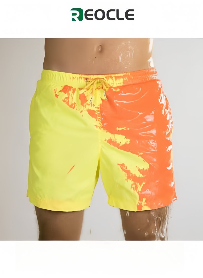 REOCLE Men's Swim Trunks Quick Dry Beach Shorts Temperature Color Changing Swim Trunks Lightweight Breathable Swimming Trunks  - Image 1